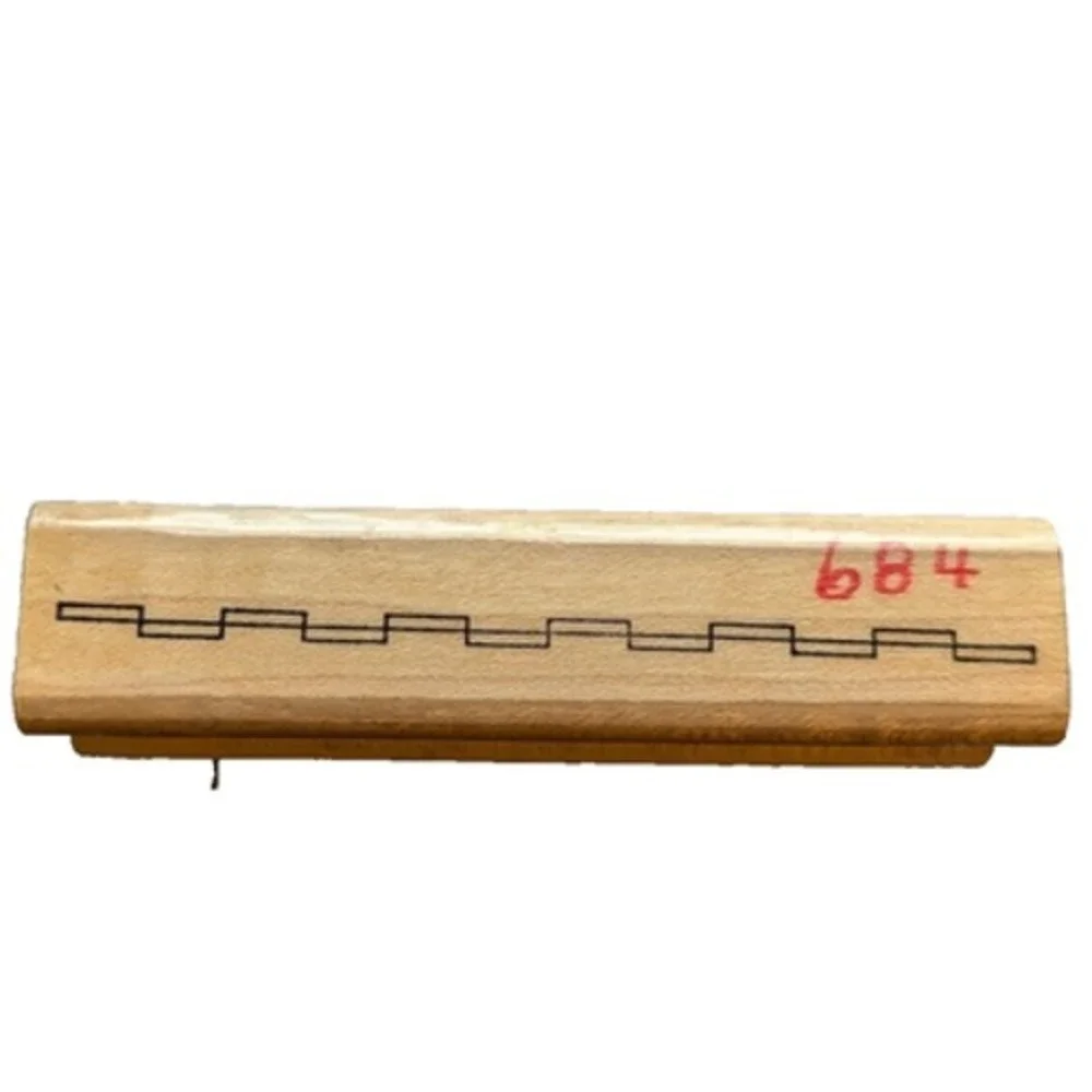 The Stamp Pad Wavy Zig Zag Lines Design Rubber Stamp Wood #F46